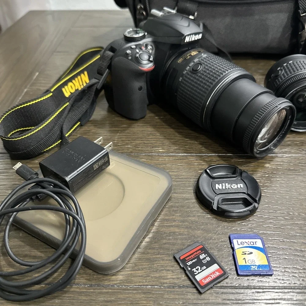Nikon D3400 DSLR Camera with Additional Lenses and Accessories EUC TESTED WORKIN